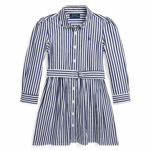 Ralph Lauren Striped Belted Cotton Poplin Shirtdress 2-6